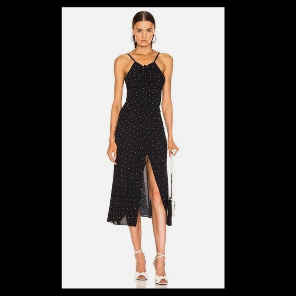 Alice McCall Oscar Polka-dot Rouched Midi Dress Size 2